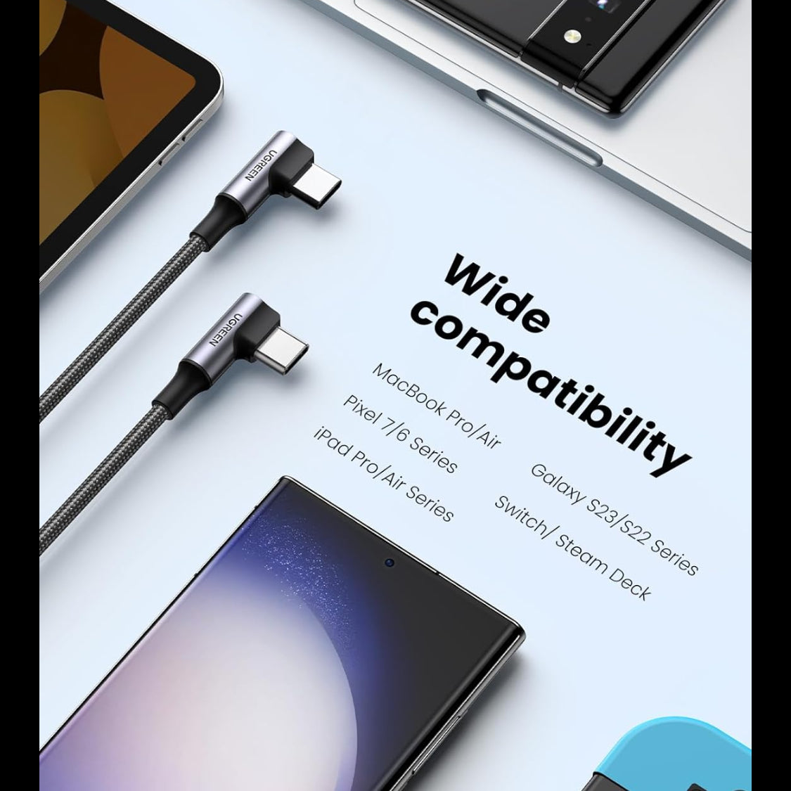 Ugreen Right Angle USB-C 2.0 Male To Angled USB-C 2.0 Male 5A Data Cable /US335