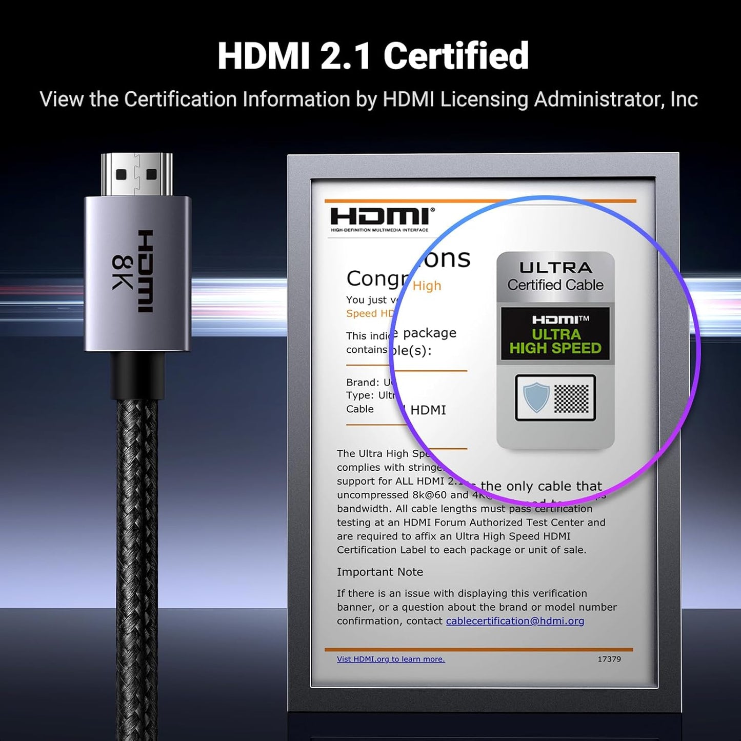 كابل HDMI من يوجرين بدقة 8K@60Hz / HD171