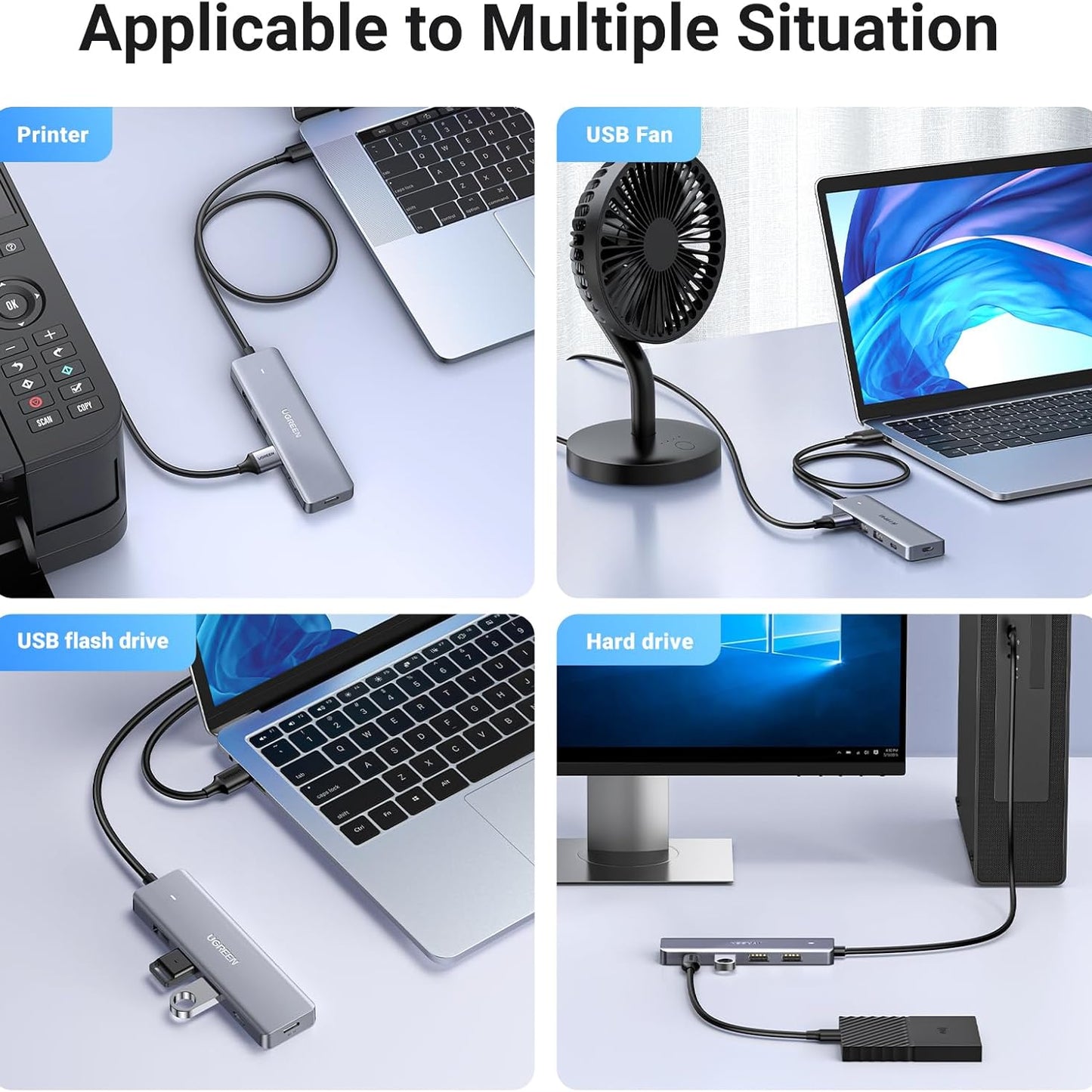 موزع USB من UGREEN مزود بـ 4 منافذ USB إلى USB C و3 منافذ USB A متعددة المنافذ / 15920