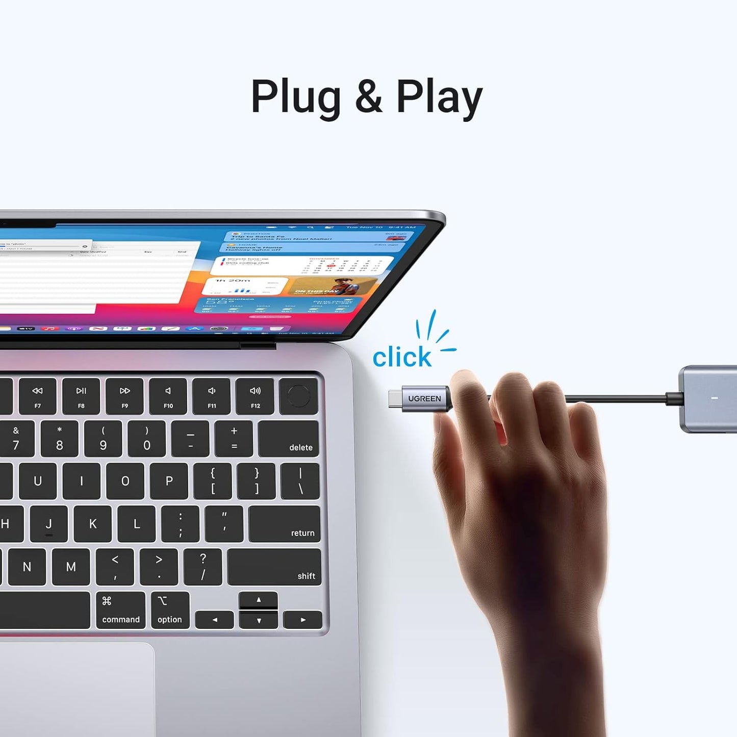 موزع يوجرين تايب سي إلى 4 منافذ USB 3.0 بسرعة تصل إلى 5 جيجابت في الثانية مع مصدر طاقة /70336
