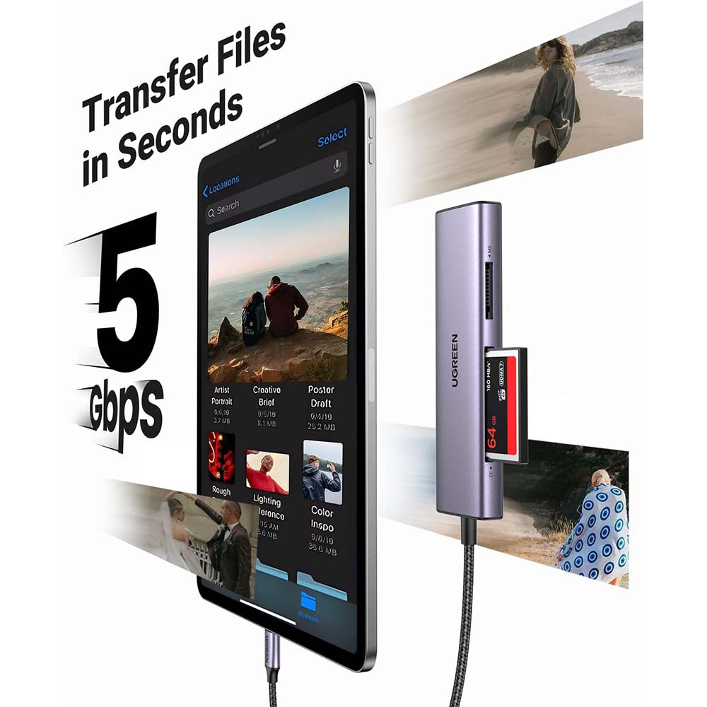 UGreen 4 in 1 USB-C Card Reader High Speed (SD , TF , CF , MS ) / 15307