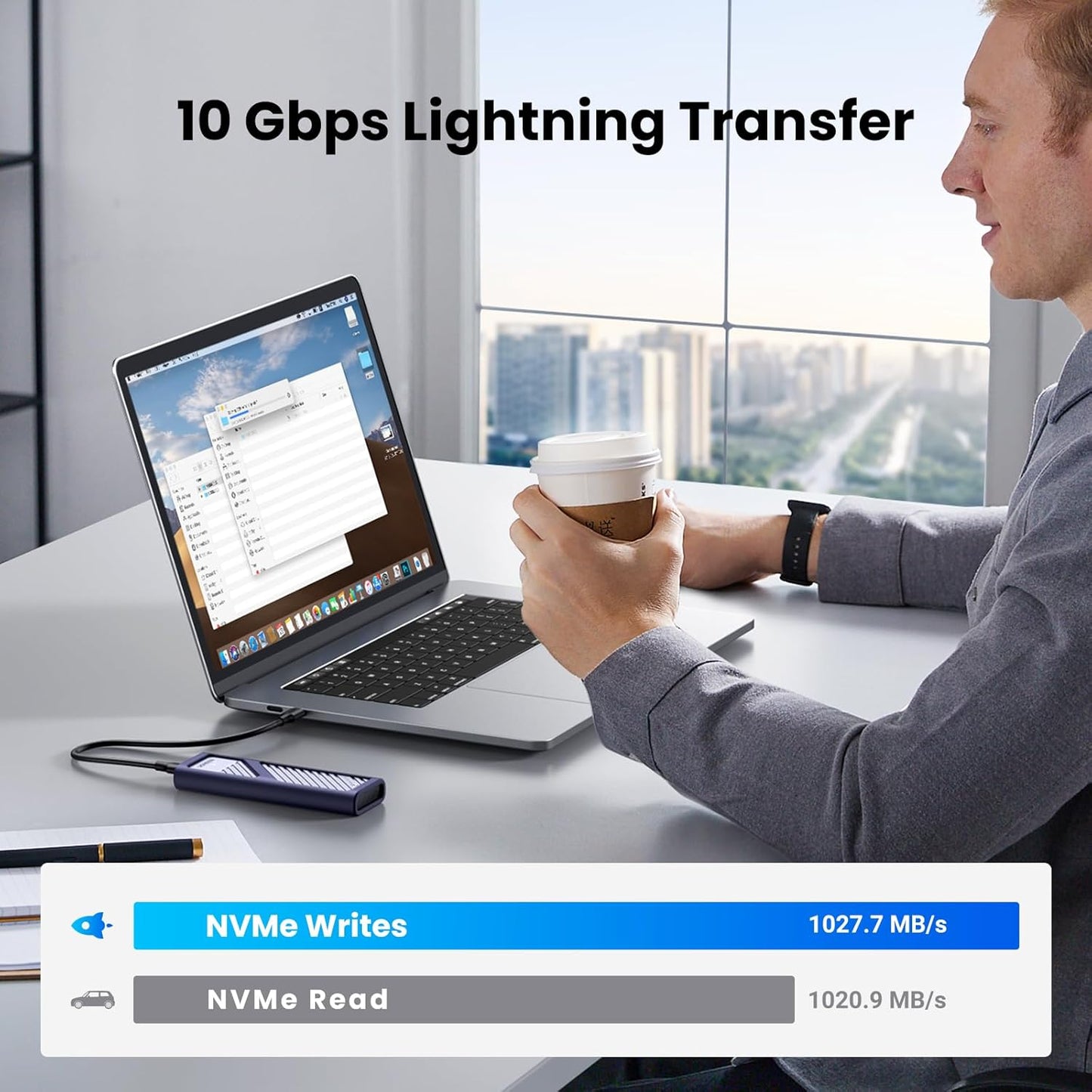علبة محرك الأقراص الصلبة UGREEN M.2NVME (10 جيجابت في الثانية) مع كابل C إلى C وC إلى A / 15511
