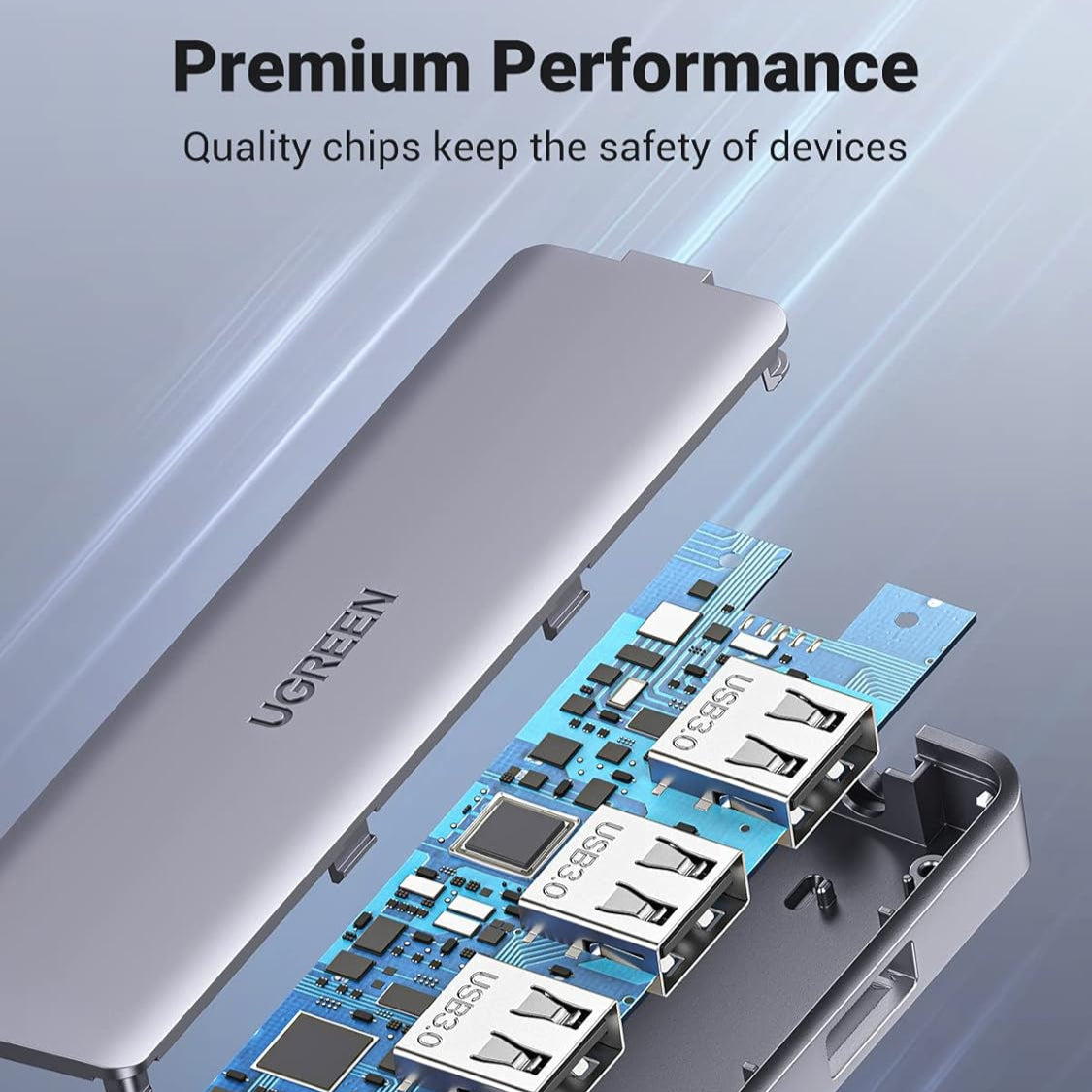 موزع يوجرين تايب سي إلى 4 منافذ USB 3.0 بسرعة تصل إلى 5 جيجابت في الثانية مع مصدر طاقة /70336