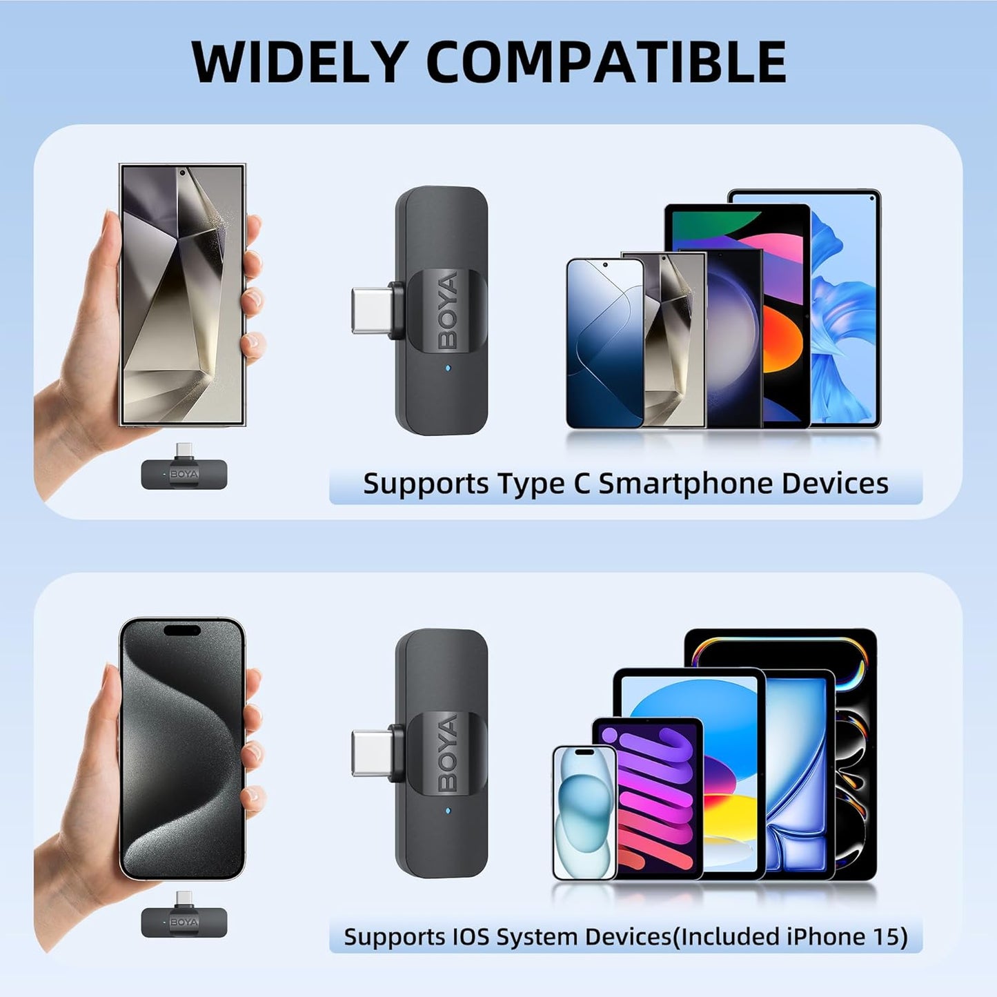 نظام الميكروفون اللاسلكي BOYA BY-V10 Ultracompact 2.4GHz Type-C