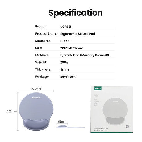 UGREEN Ergonomic Mouse Pad with Wrist Rest