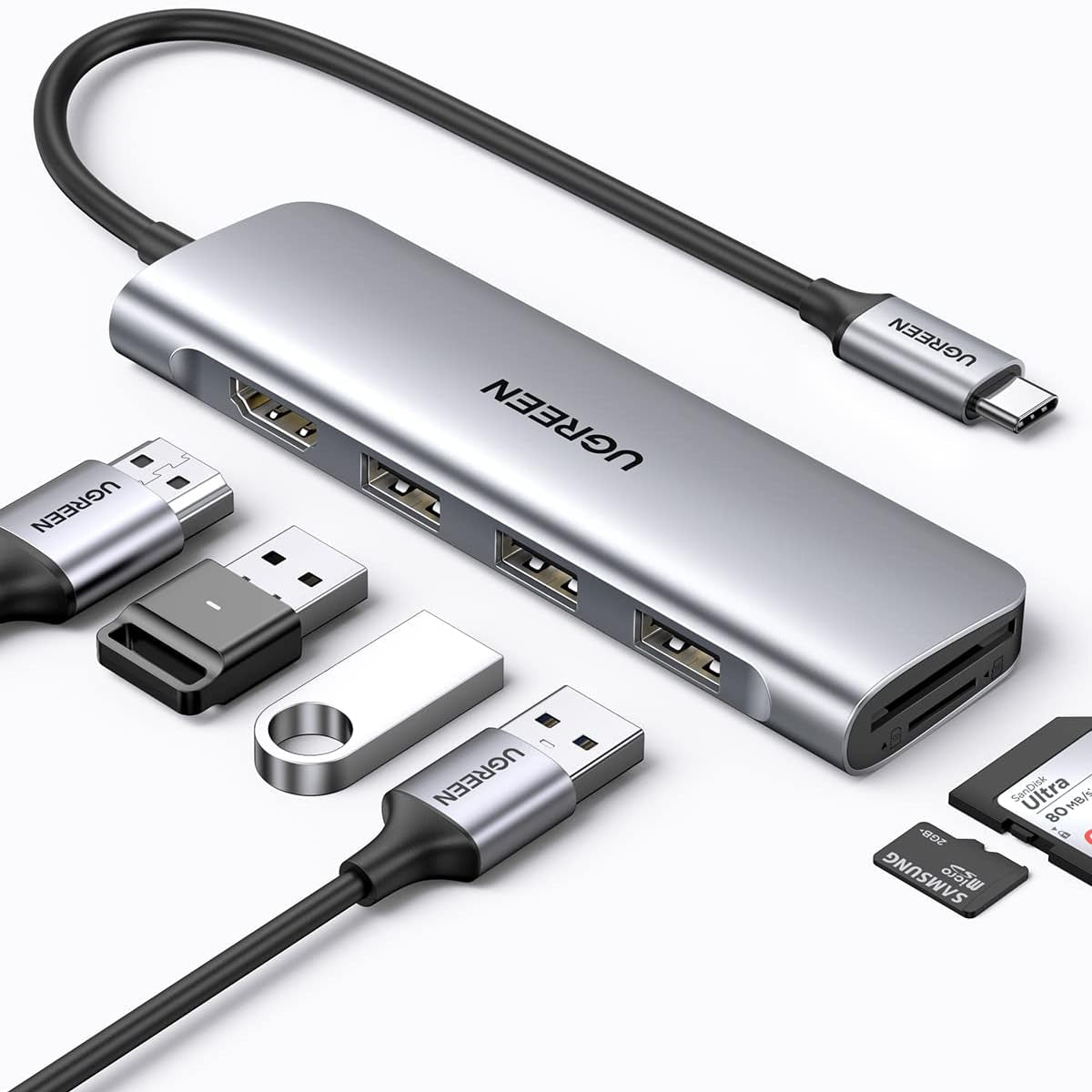 UGREEN USB-C to 3*USB 3.0 A Multifunction Adapter / 20956a