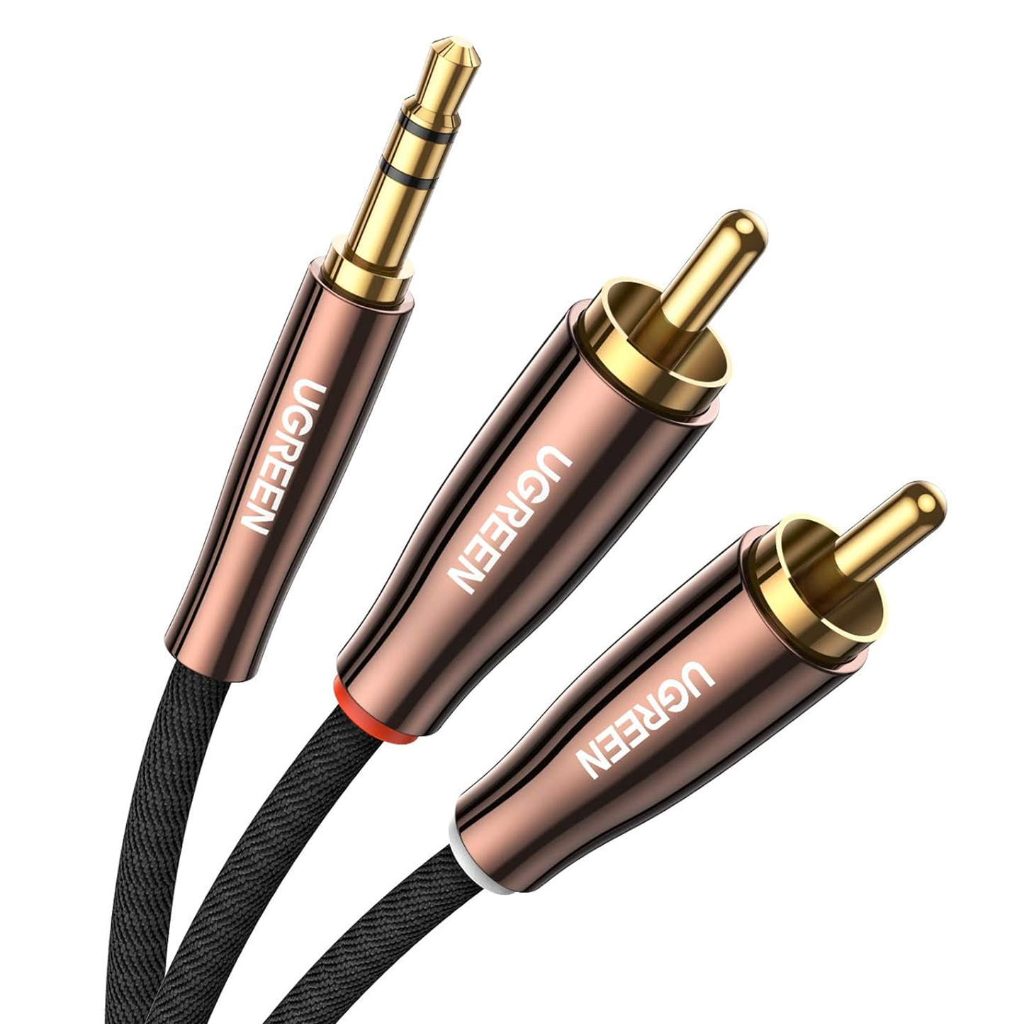 UGREEN 3.5mm Male to 2 Male RCA Cable Stereo Audio Adapter Braided Copper Case AUX Cable /AV170