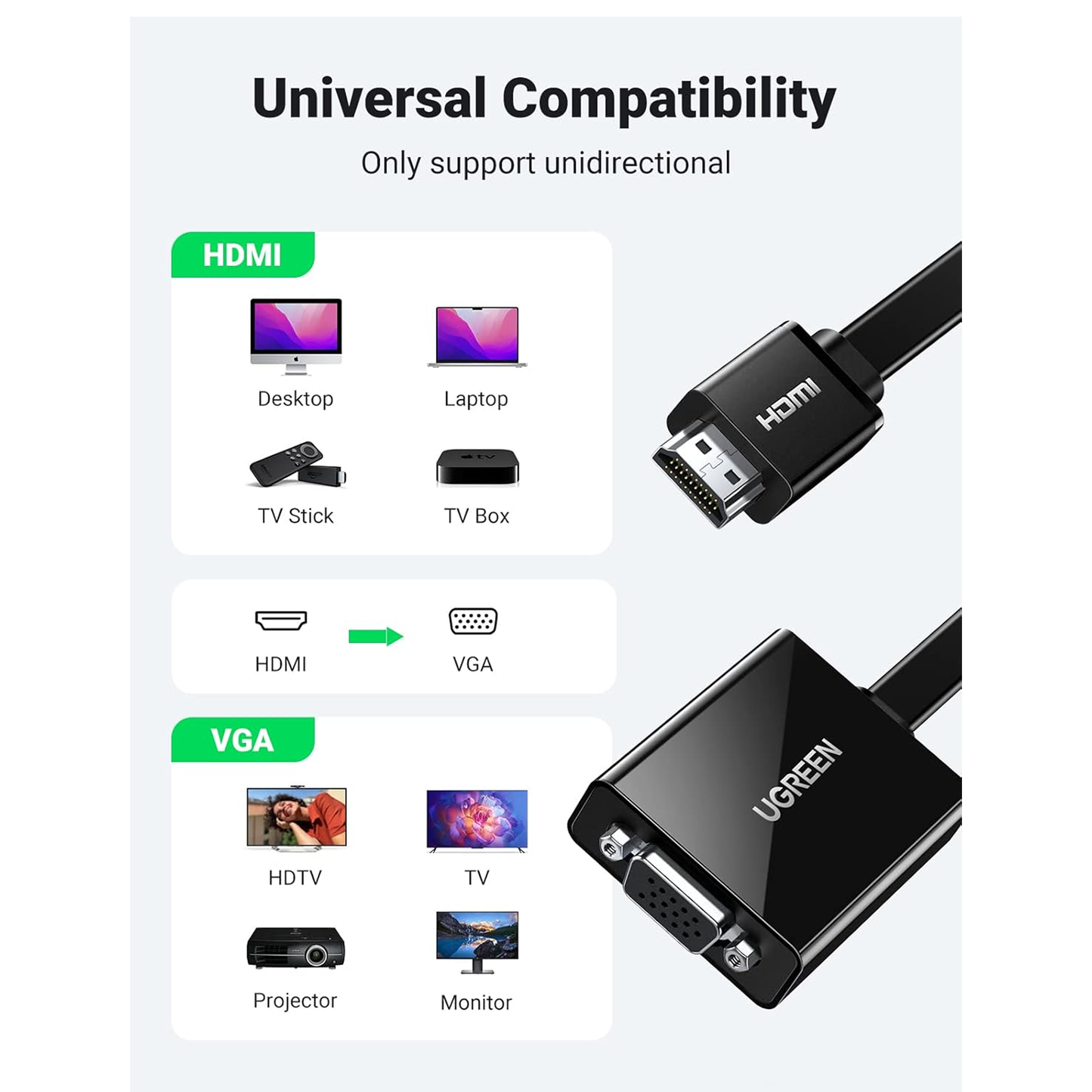 محول UGREEN HDMI إلى VGA / 90813