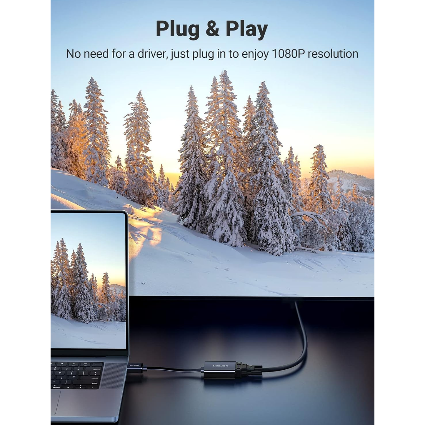 محول UGREEN HDMI إلى VGA 25 سم (أسود) / 40248