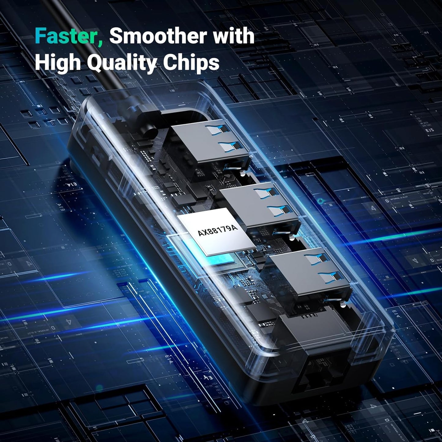 موزع USB 3.0 من يوجرين مع محول جيجا ايثرنت / 20265