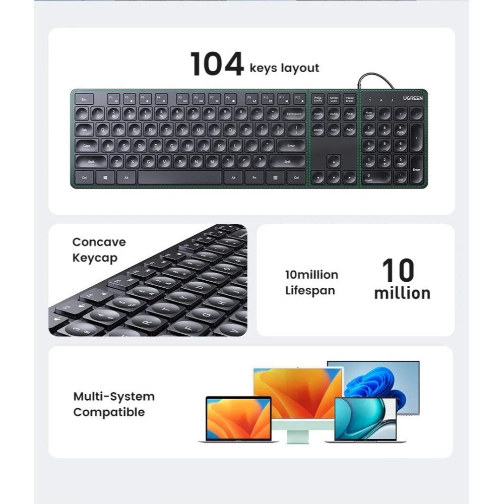 لوحة مفاتيح UGREEN USB سلكية / 90875