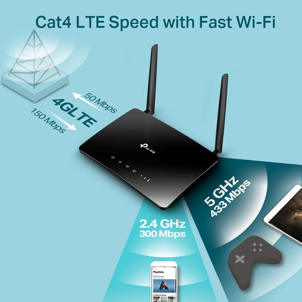 راوتر آرتشر AC750 اللاسلكي ثنائي النطاق 4G LTE / آرتشر MR200