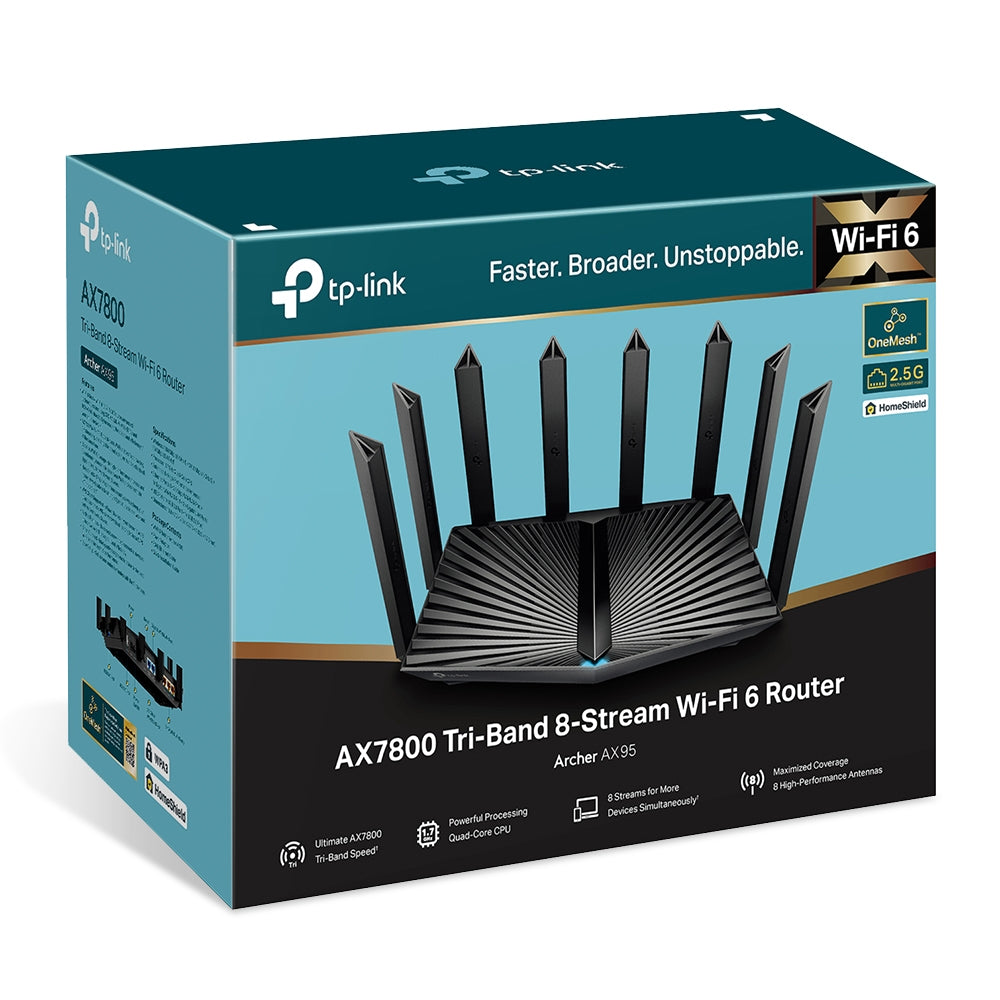 راوتر تي بي لينك ثلاثي النطاق 8 ستريم واي فاي 6 / AX7800-AX95
