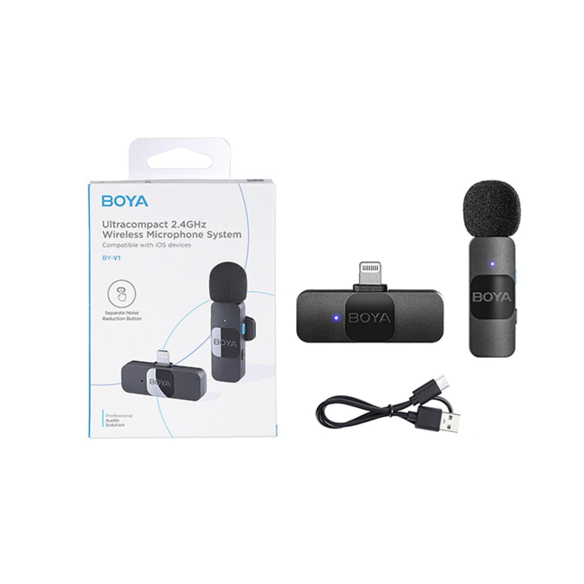 نظام ميكروفون لاسلكي BOYA BY-V1 Ultracompact 2.4GHz لأجهزة iPhone (ميكروفون واحد)