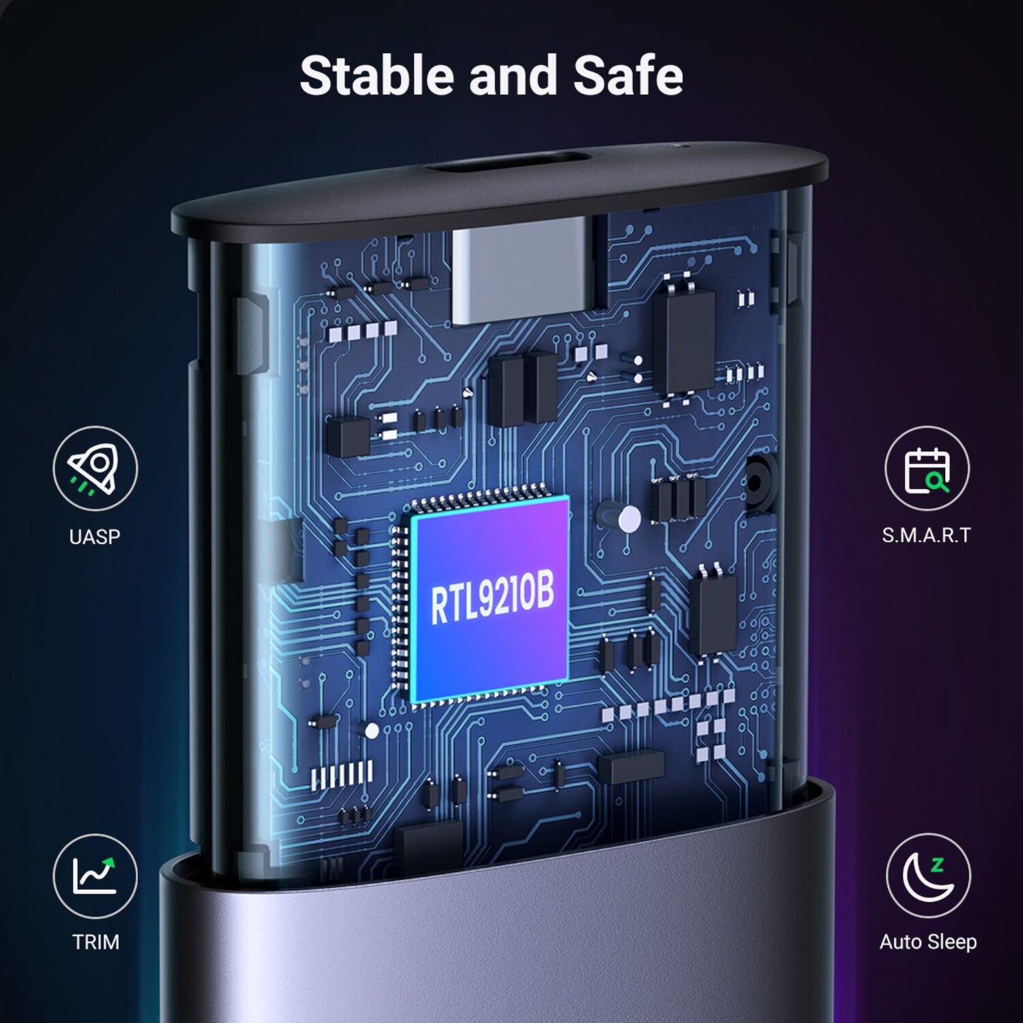 UGREEN USB-C إلى M.2 SATA و NVMe علبة القرص الصلب / 90264