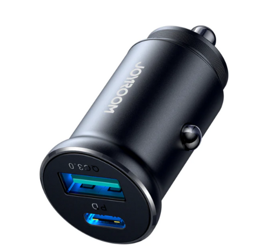 JoyRoom 30W USB A + USB C mini Metal Car Charger JR-CCN05