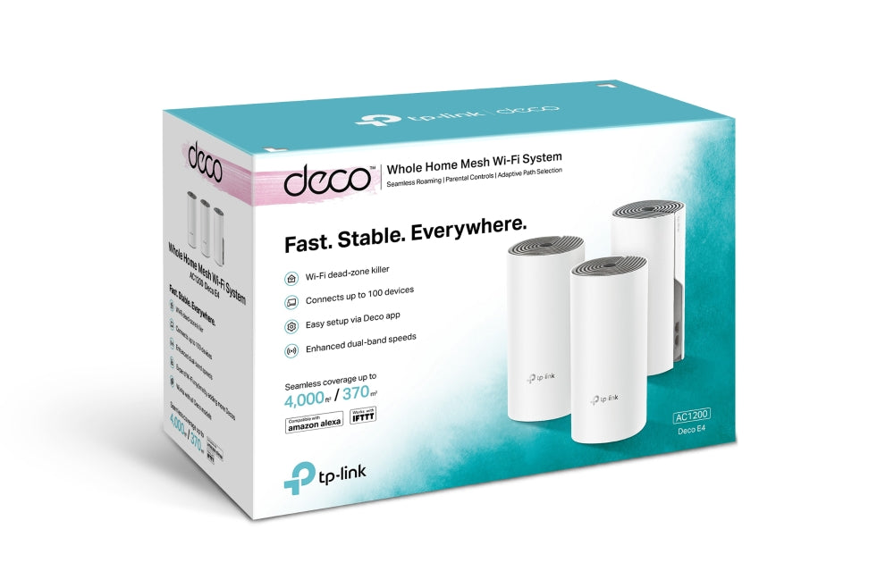 TP-Link AC1200 نظام توزيع واي فاي شبكي منزلي كامل / ديكو E4 (3 عبوات)