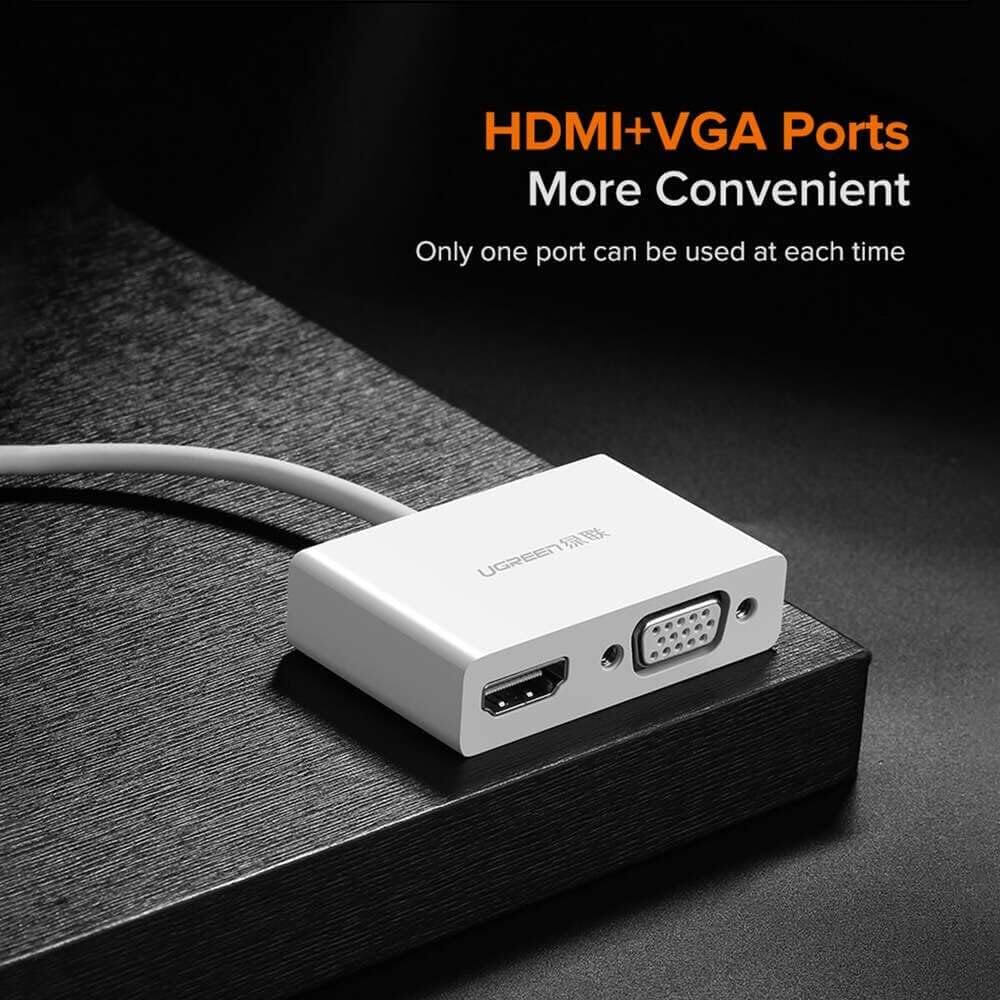 محول يوجرين من تايب سي إلى HDMI + VGA (أبيض) / 30843
