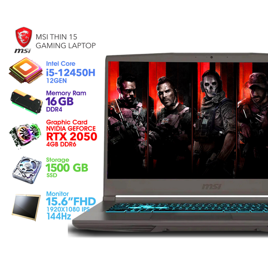 MSI i5 12Gen 16GB Ram RTX 2050 1500GB SSD