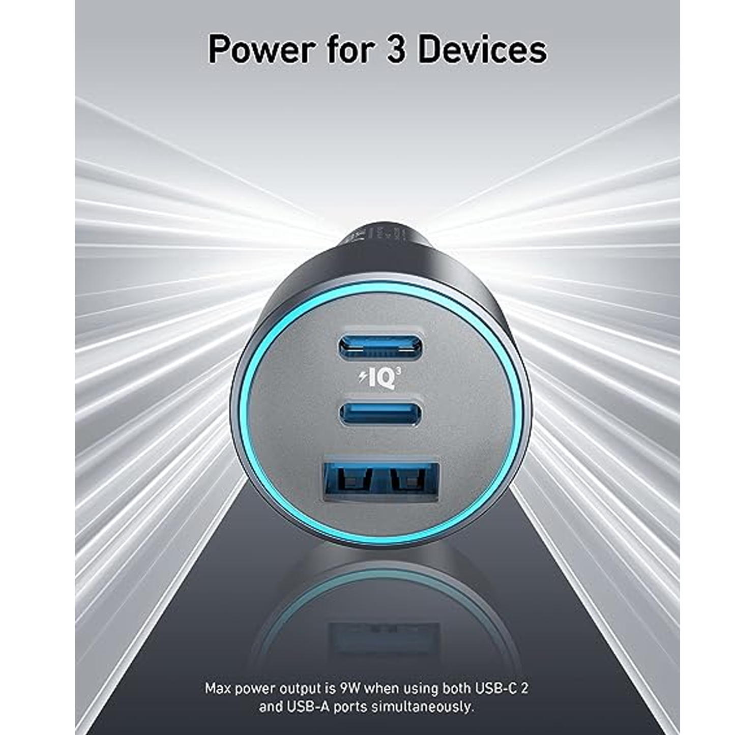 Anker 335 Car Charger 67W 2 USB-C + USB-A – Black