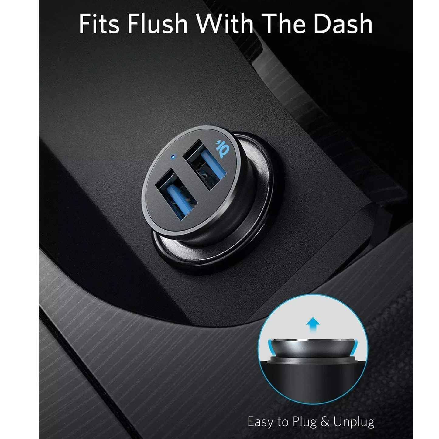Anker Ultra-Compact Dual-Port Car Charger (30W) – Black