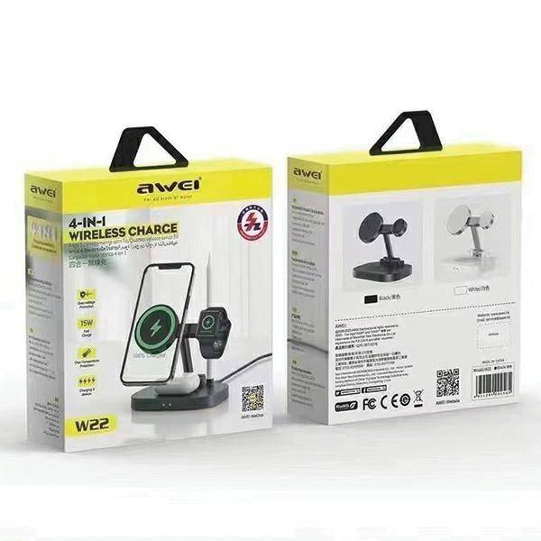 شاحن لاسلكي 4 في 1 شحن سريع بقوة 15 وات من AWEI (W22)