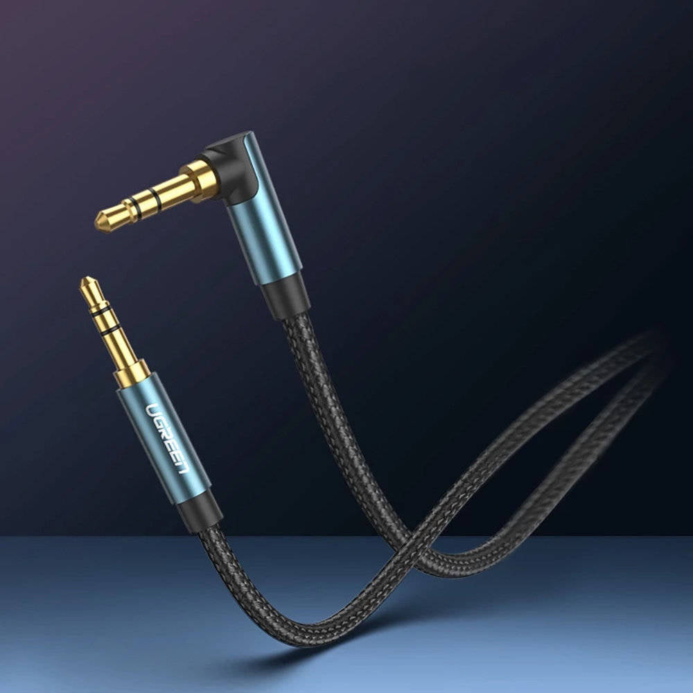 Ugreen Angled AUX Cable 2 x Mini Jack 3.5mm blue /AV112