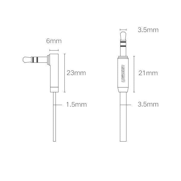 UGREEN Flat Angled Cable AUX Audio Cable 3.5 mm Mini Jack 0.5 m (Black) /AV119