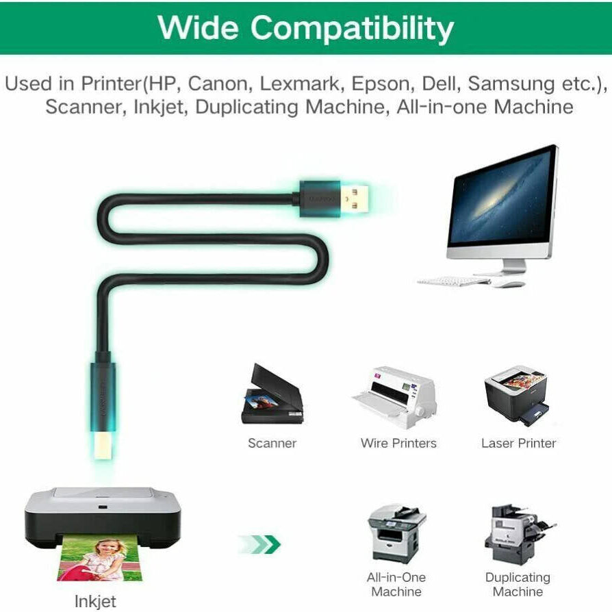 UGREEN Printer Cable USB a to B 2.0 Active Male Cord / US122