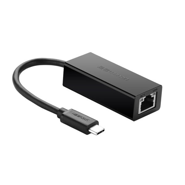 محول إيثرنت USB 2.0 Type-C إلى يدعم سرعات 10/100/1000 من يوجرين لون أسود/30287