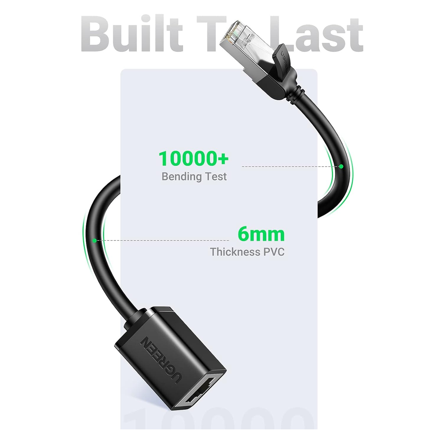 UGREEN Cat 6 F/UTP Ethernet RJ45 Extension Male/Female Patch Cords (Black) - NW112