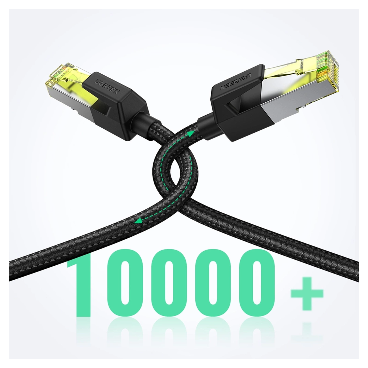 UGREEN Cat 7 Pure Copper Ethernet Cable Braided (Black) - NW150