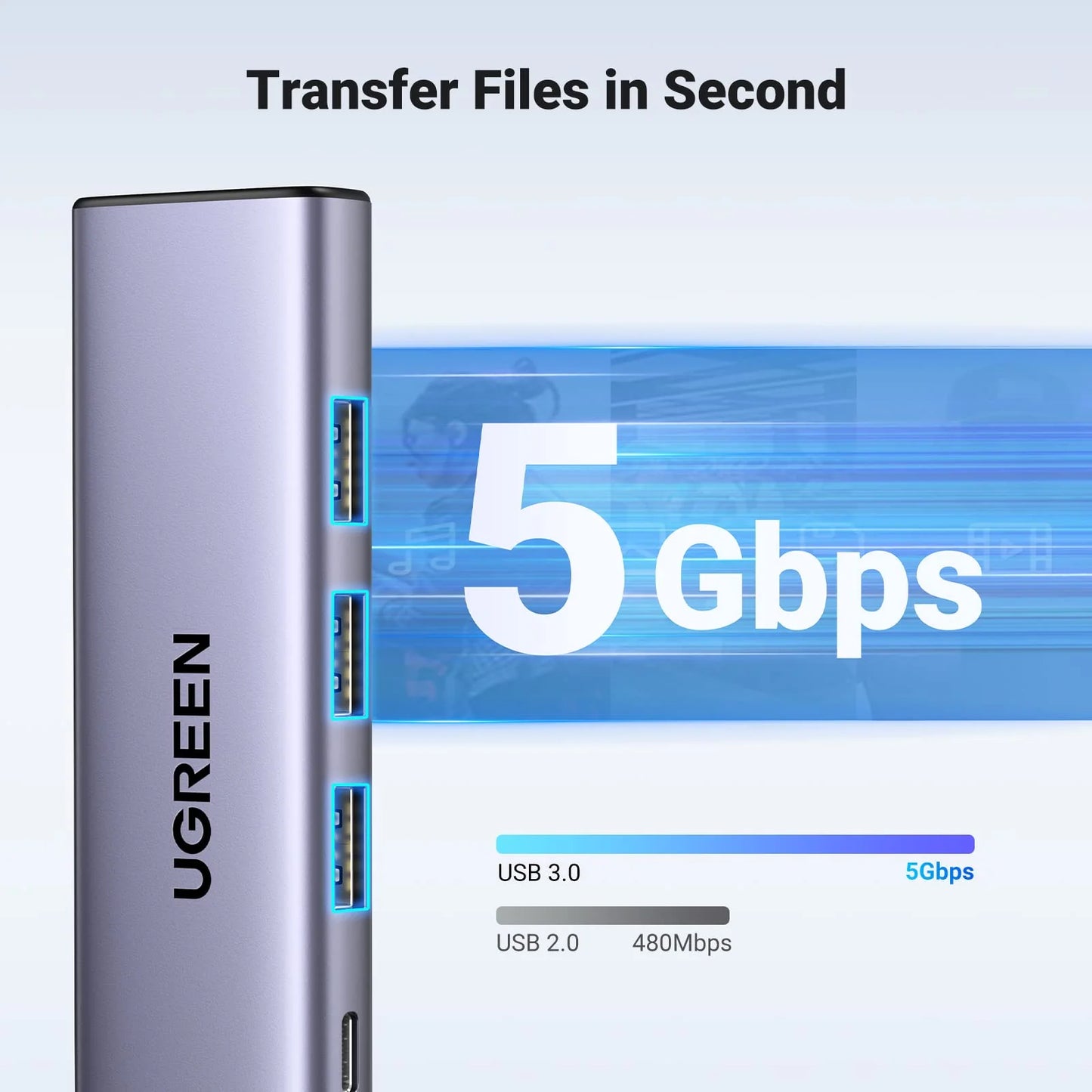 محول من USB-C إلى "اتش دي ام اي" + 3 منافذ USB-3.0 حتى 5 جيجابت في الثانية + مدخل طاقة "بي دي" متعدد الوظائف من يوجرين / 15596