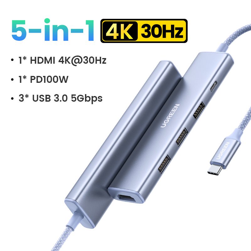 UGREEN Revodok 5-in-1 USB C Hub (PD 100W, 4K@30Hz) / CM478