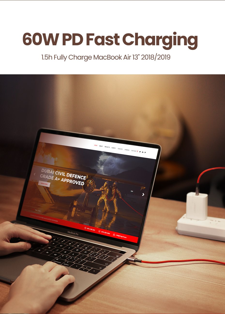 Ugreen USB-C 2.0 Male To USB-C 2.0 Male 3A Data Cable 1M/ 60186