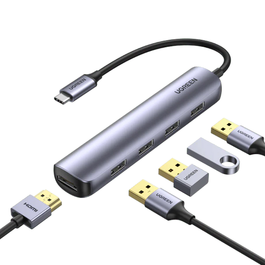 UGREEN USB-C to 4*USB 3.0 Up to 5Gpbs + HDMI Adapter With PD / 20197