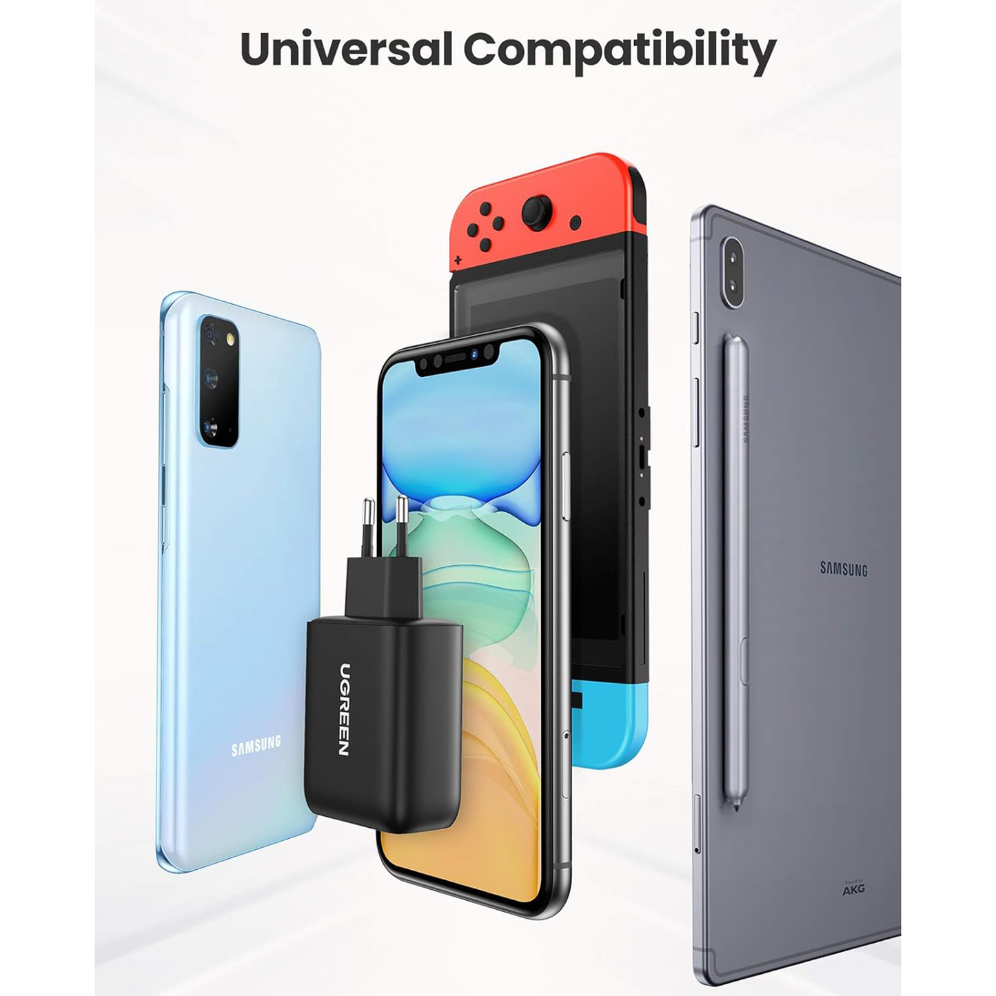 شاحن يو إس بي 10216 من يوجرين 36 وات بتقنية الشحن السريع 3.0 ومحول شاحن بمنفذين (أسود)/ 10216