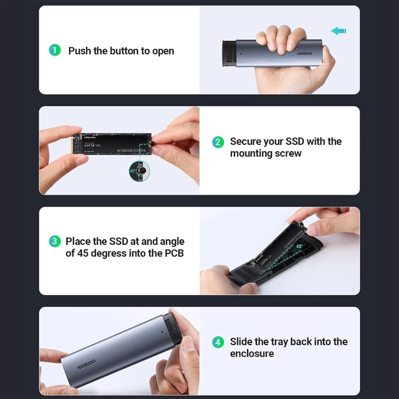 كابل USB-C أنثى إلى M.2 M-Key 10G من UGREEN، كابل C إلى C بطول 50 سم / 10902