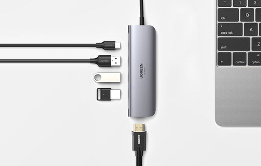 UGREEN USB-C to 3*USB A 3.0 + HDMI 4K 2.0 + USB-C PD Multifunction Adapter / 70495