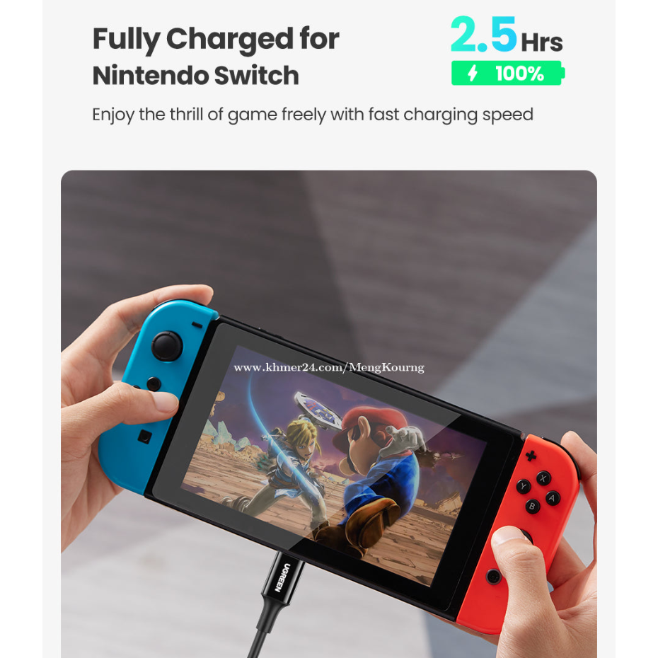 UGREEN 5A USB-C 2.0 To TYPE-C, Male To Male Data Cable 5A (Black-White) /US300