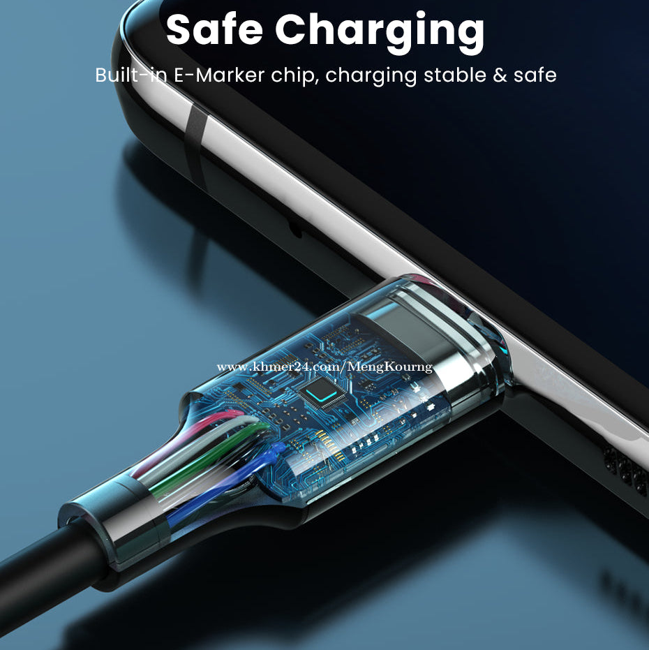 UGREEN 5A USB-C 2.0 To TYPE-C, Male To Male Data Cable 5A (Black-White) /US300