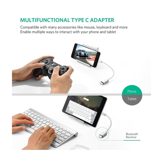 UGREEN USB-C Male To USB 3.0 A Female OTG Cable 15cm (White) 30702
