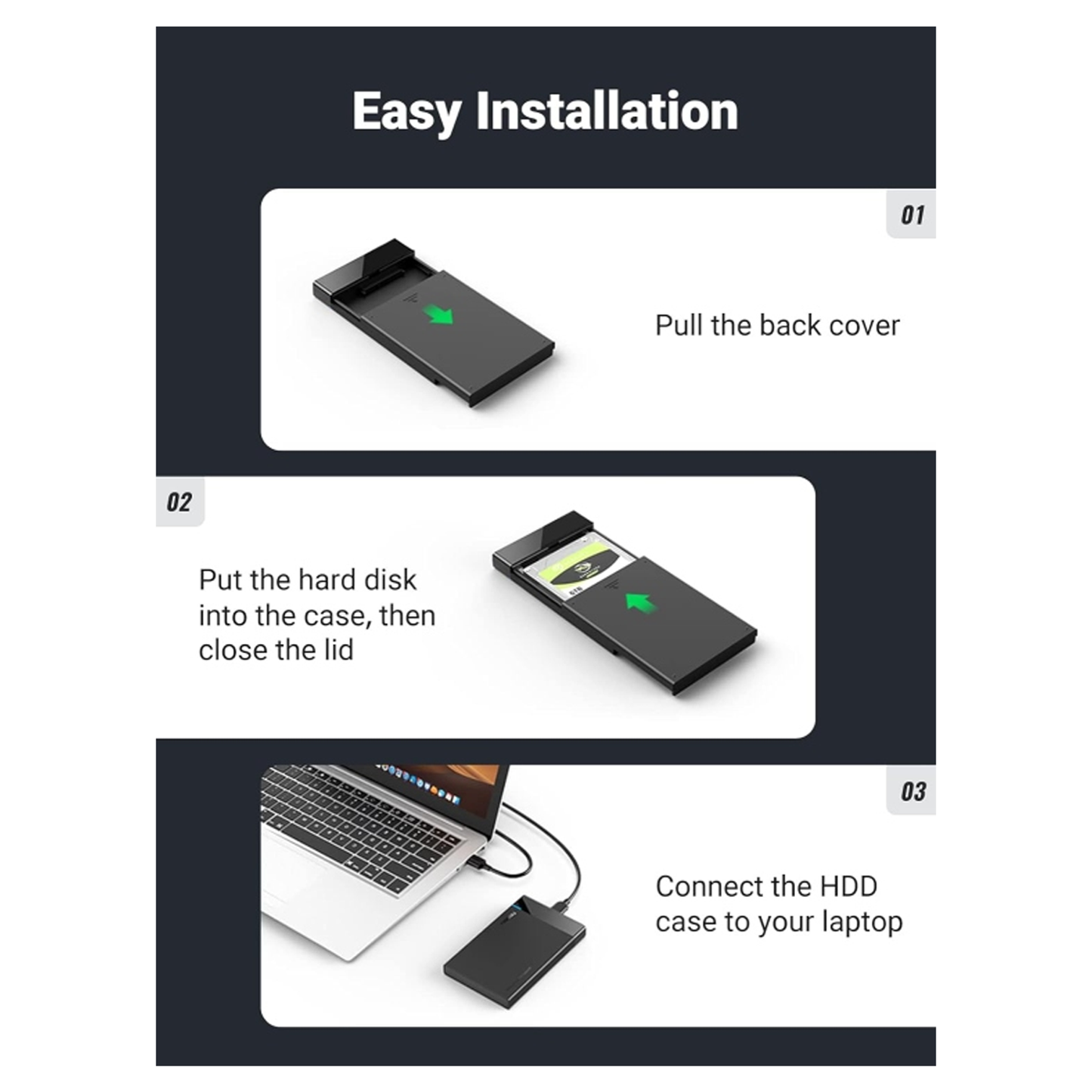 UGREEN 2.5" HARD DRIVE ENCLOSURE USB 3. TO SATA III FOR 2.5 INCH / 30847