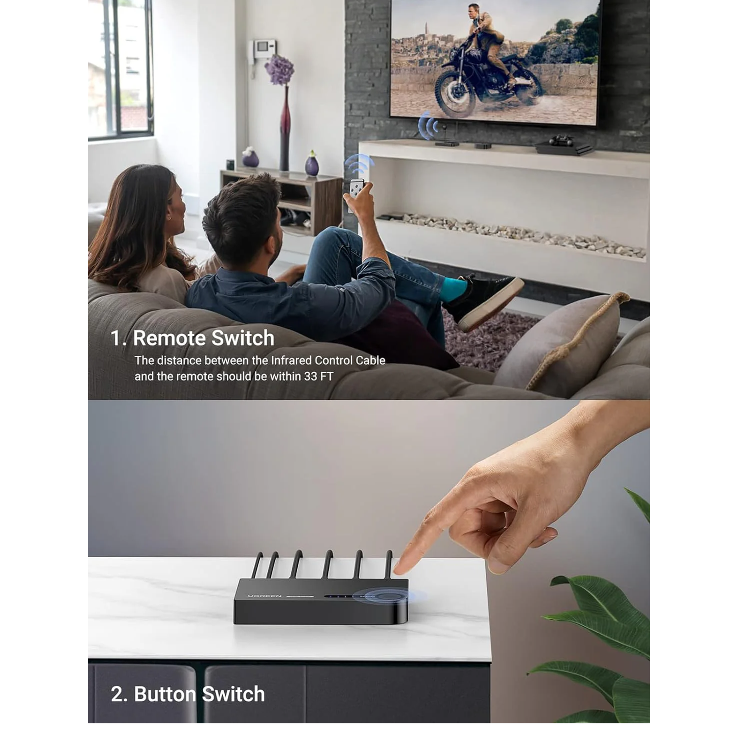 UGREEN 4K HDMI Switch 3-IN-1 Out HDMI Switcher / 40234