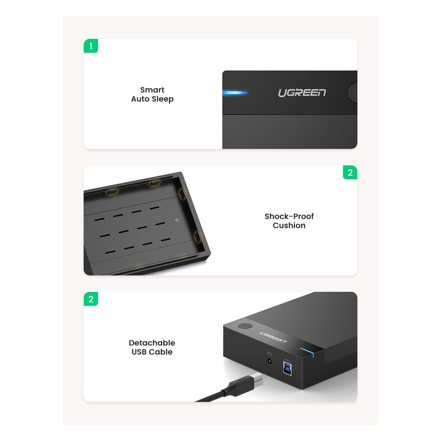 UGREEN USB 3.0 3.5 Inch Hard Drive Box EU Plug / 50422