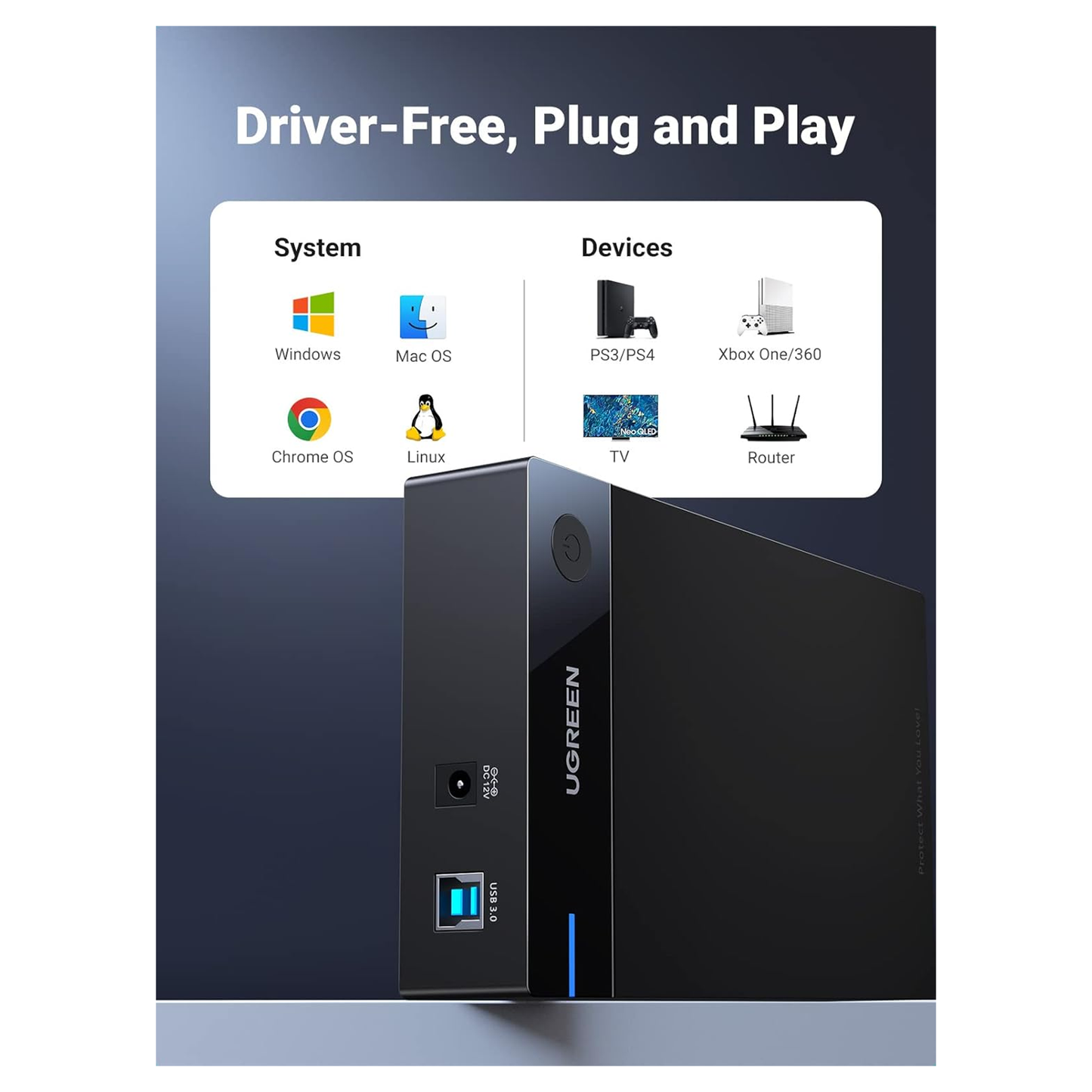 UGREEN USB 3.0 3.5 Inch Hard Drive Box EU Plug / 50422