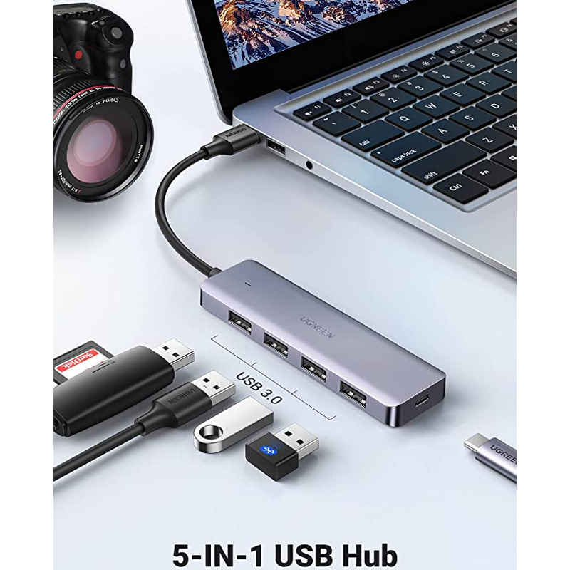 UGREEN USB Hub 3.0, Ultra Slim 4 Port USB 3 Hub with 5Gbps Data Transfer / 50985