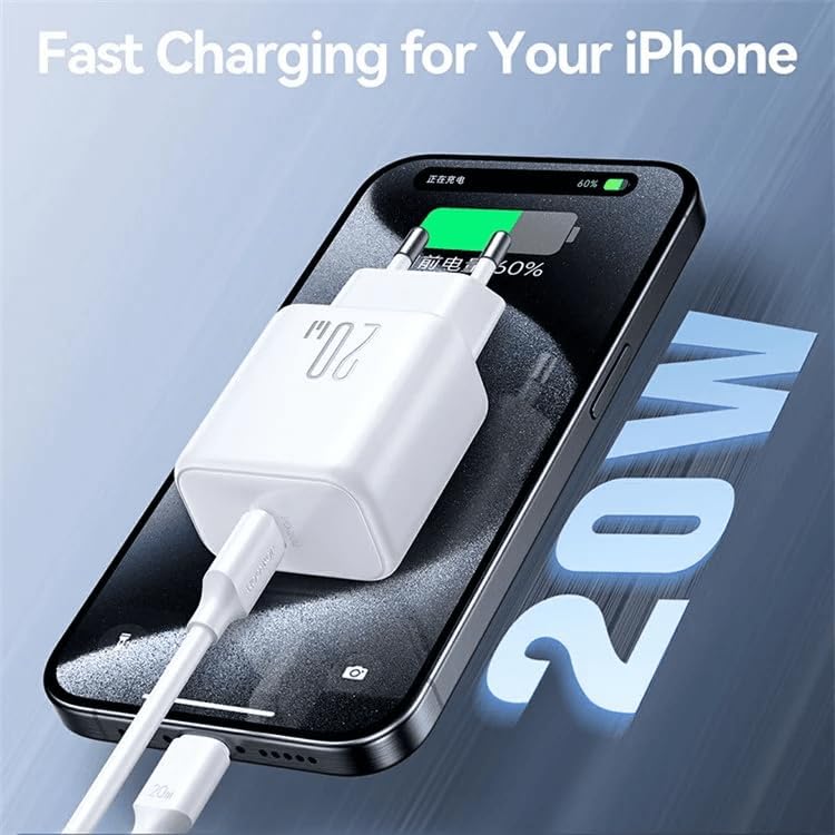 شاحن JOYROOM 20 واط PD، كابل C إلى Lightning بطول 1 متر - أبيض / JR-TCF20