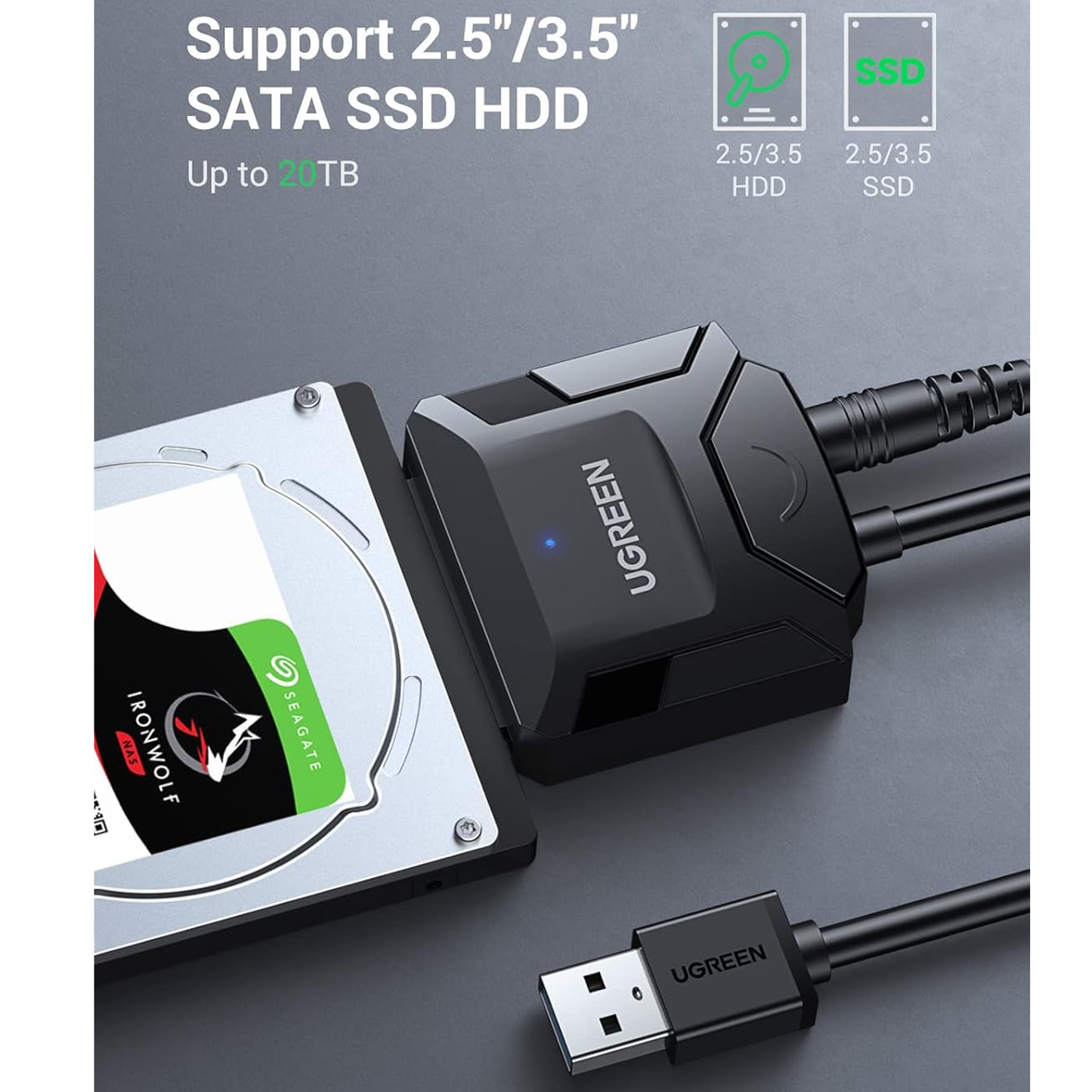 UGREEN USB to SATA Hard Drive Converter Cable EU / 20611