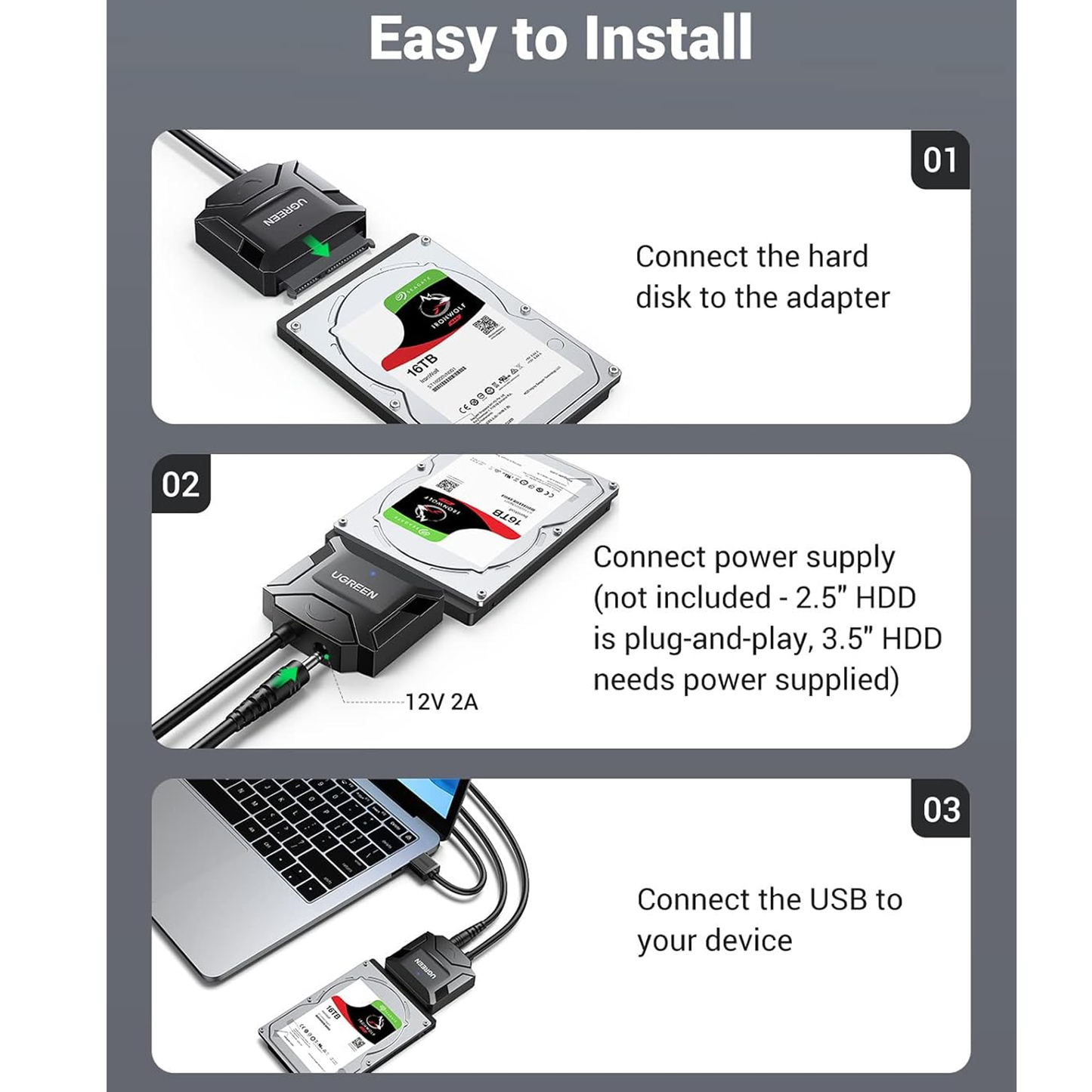 UGREEN USB to SATA Hard Drive Converter Cable EU / 20611